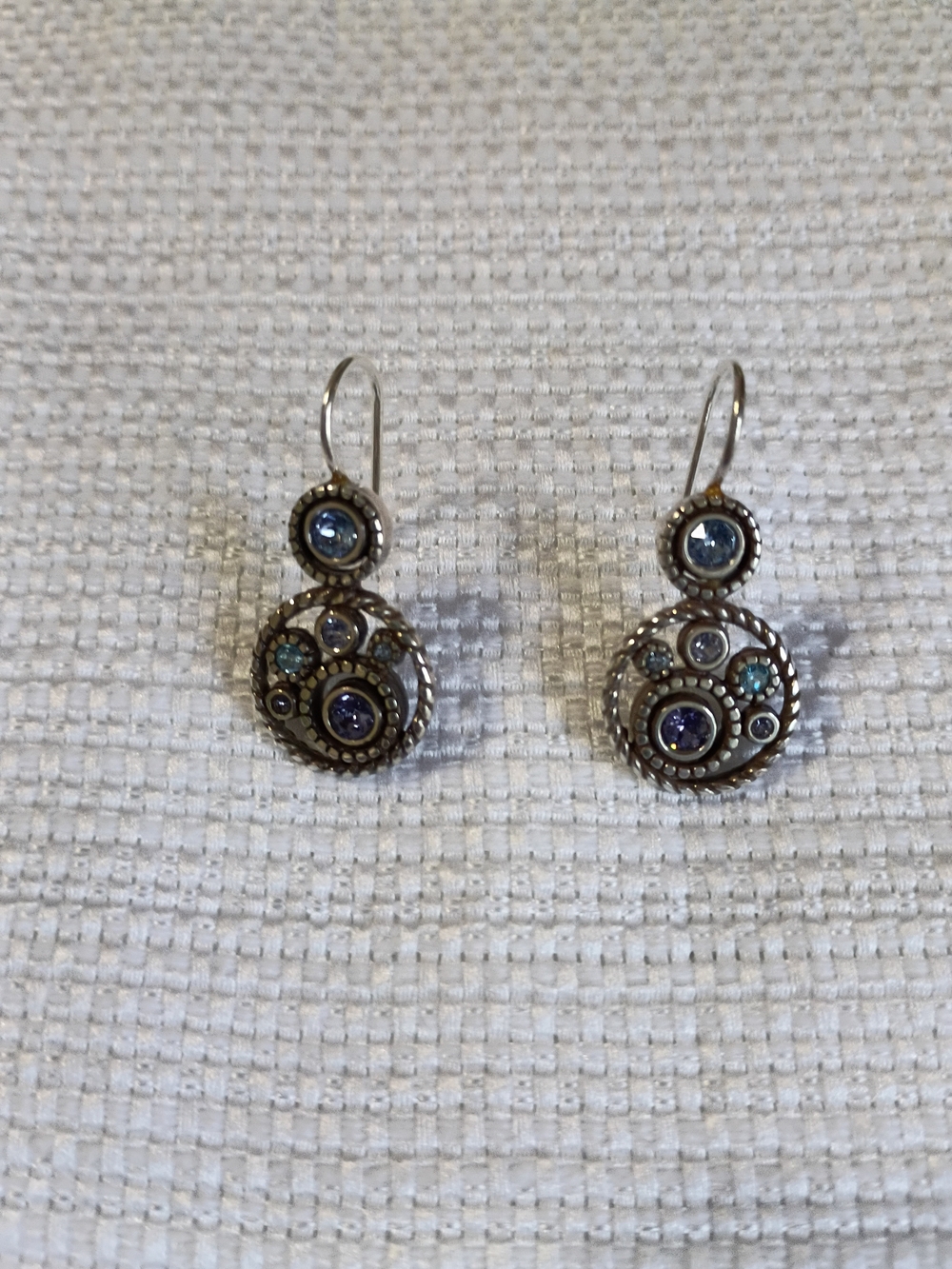 Brighton Silver Drop Earrings with Blue and Teal Accents